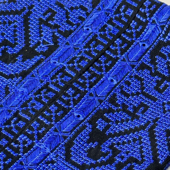 Blue Black Cottagecore Boho Fabric Crossbody Pouch Zipper - Picture 3 of 10